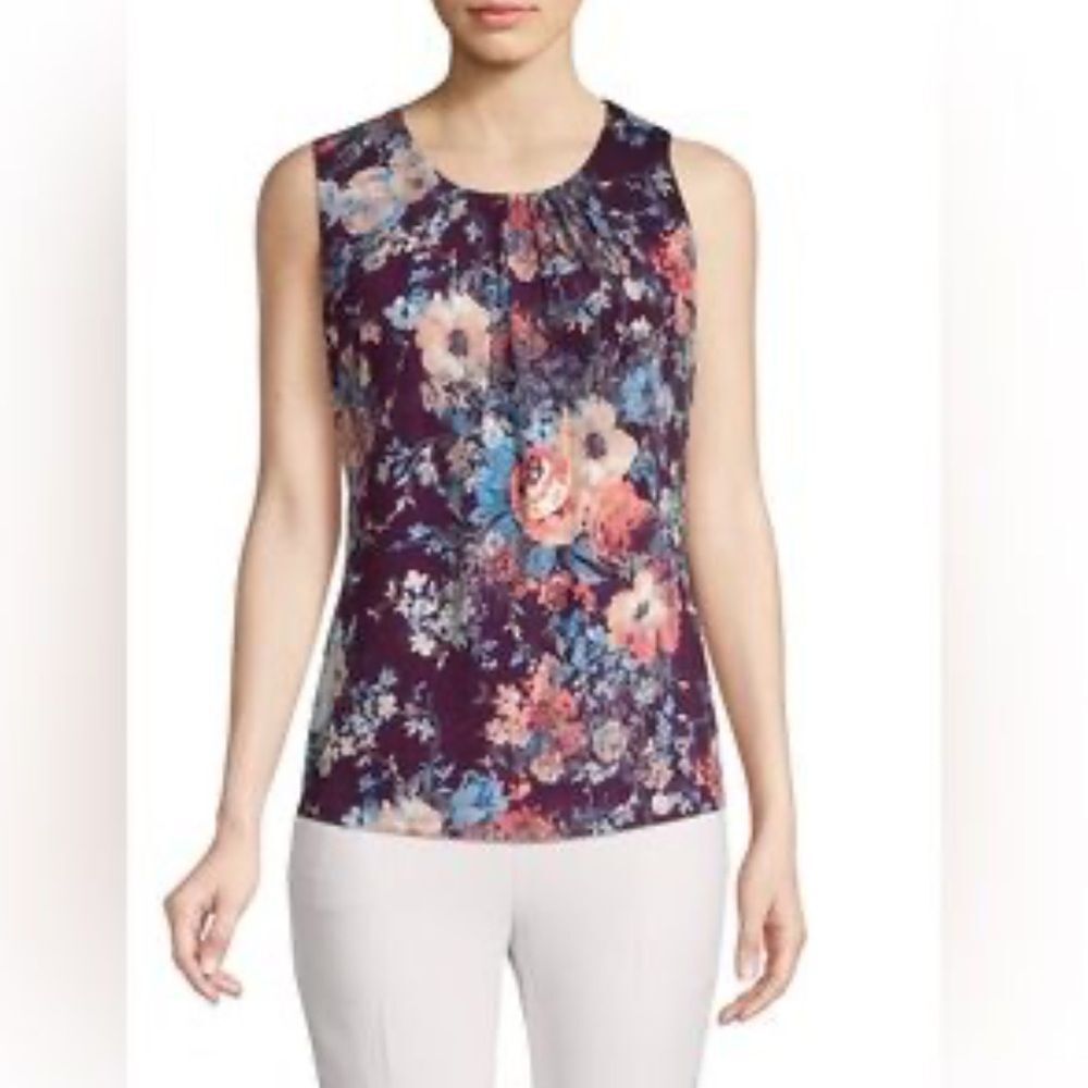 Calvin Klein Floral Sleeveless Top - Purple and Pink